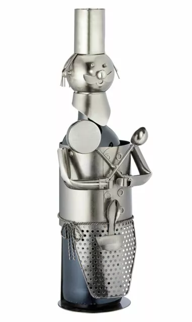 Flaschenhalter Weinflaschenhalter Chefkoch Metall Skulptur Figur Deko Geschenk