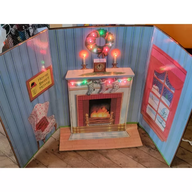 Telco Vintage motionette fireplace dimensional background display Xmas accessory