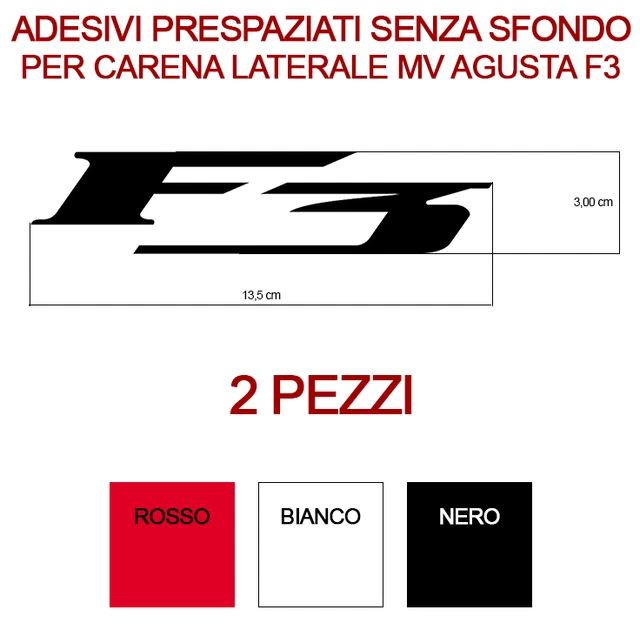 KIT 2 ADESIVI MV AGUSTA F3 CARENA LATERALE dimensioni originali