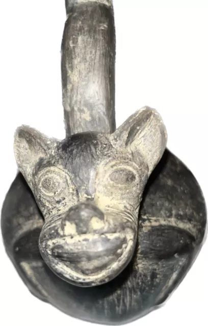 Pre-Columbian black ware dog or jaguar Effigy Figural Vessel