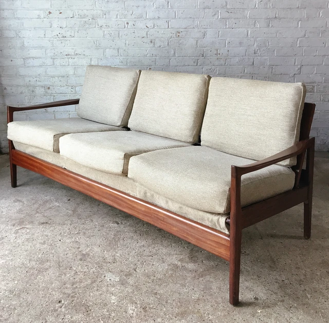 Mid-Century Danish Style Teak Three Seater Sofa Cintique of London RETRO VINTAGE