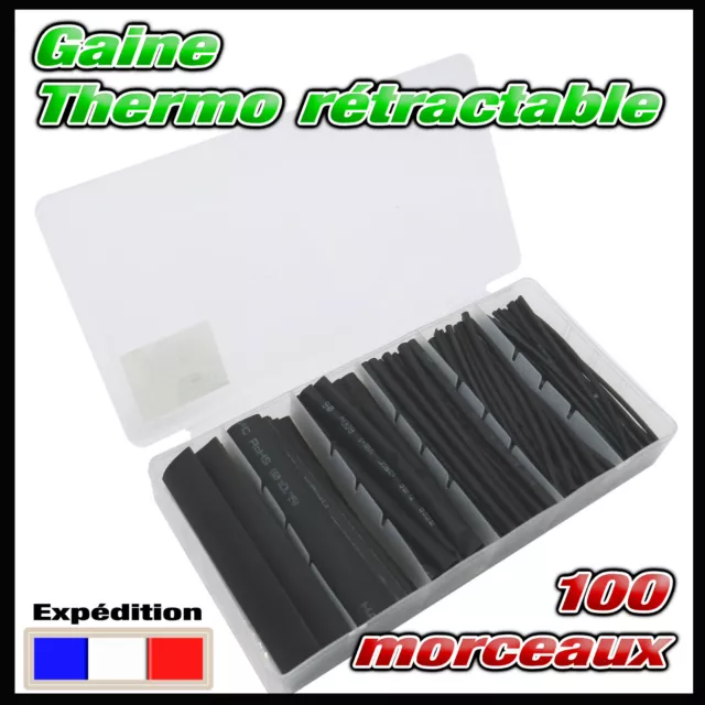 995N2# assortiment 10m gaine thermo rétractable en boîte 1,5 à 13mm noir 2:1