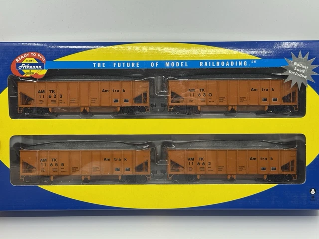 HO Athearn RTR 76414 Amtrak 40’ Outside Braced Ballast Hopper Car (4-Pack)