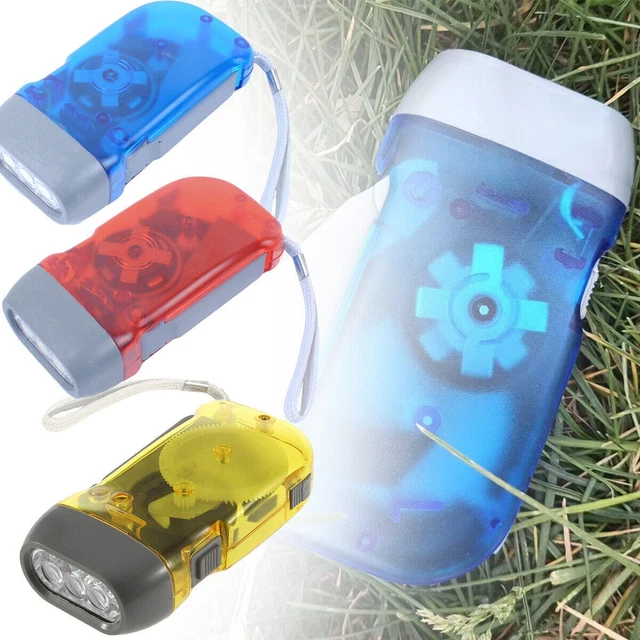 Lampe Torche Dynamo Kingavon - 3 LED - Bleu Et Jaune - Recharge Manuelle
