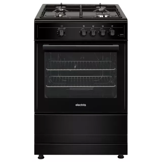 electriQ 60cm Gas Cooker - Black EQGC2B60