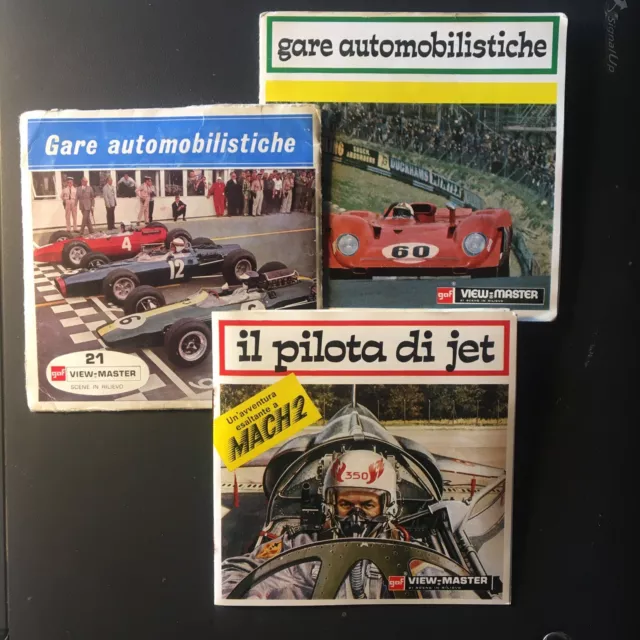view-master  Lotto Di Tre Titoli. GARE AUTOMOBILISTICHE - IL PILOTA DI JET.