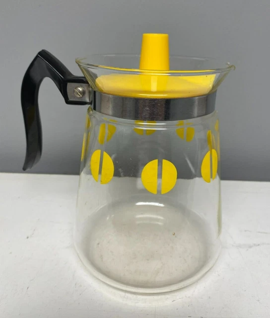 Vintage Cory DBFL Glass Coffee Pot 8 cups Yellow plastic lid
