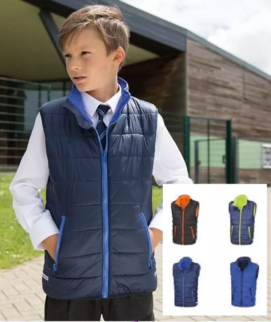 Boys Girls Childs Childrens Kids Lightweight Warm Padded Bodywarmer Vest Gilet