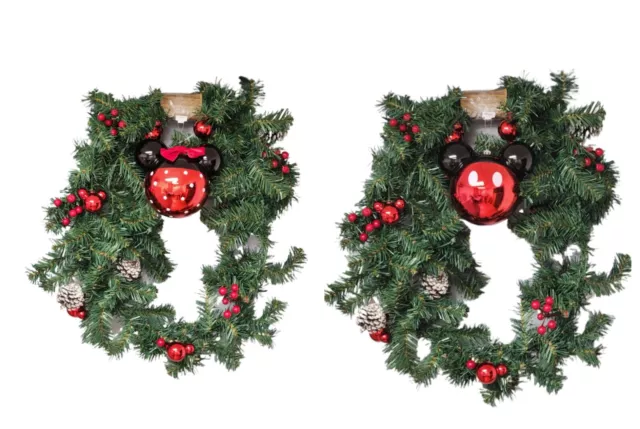 Mickey or Minnie 2M Garland & 1pc Bauble Set: Xmas Festive Home Decor Ornaments