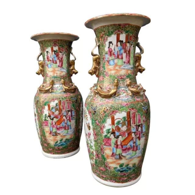 Large Pair Chinese Famille Rose Vases