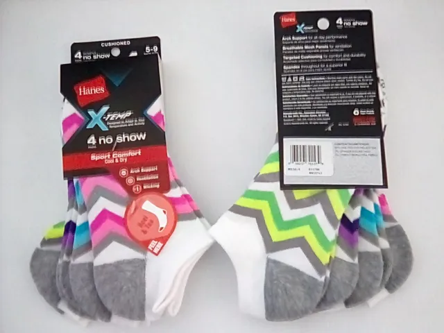 Hanes Women's X-Temp Sport Comfort Cool & Dry No Show Sock, Size 5-9, 4 pairs