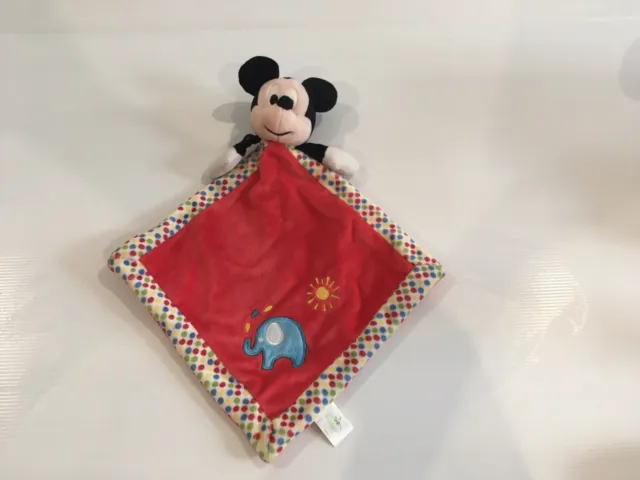 Disney Baby Micky Mouse Red Comforter Security Blanket Lovey Blankie (t4)