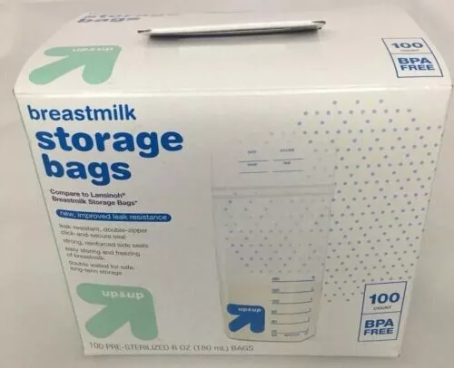 NEW Up & Up Nursing Breast Milk Storage Bags 100 Count Leak Proof BPA FREE 6 oz.