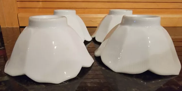 Lotus Open Flower Porcelain Rice Bowls Petal Japan Ribbed Set of 4 EUC
