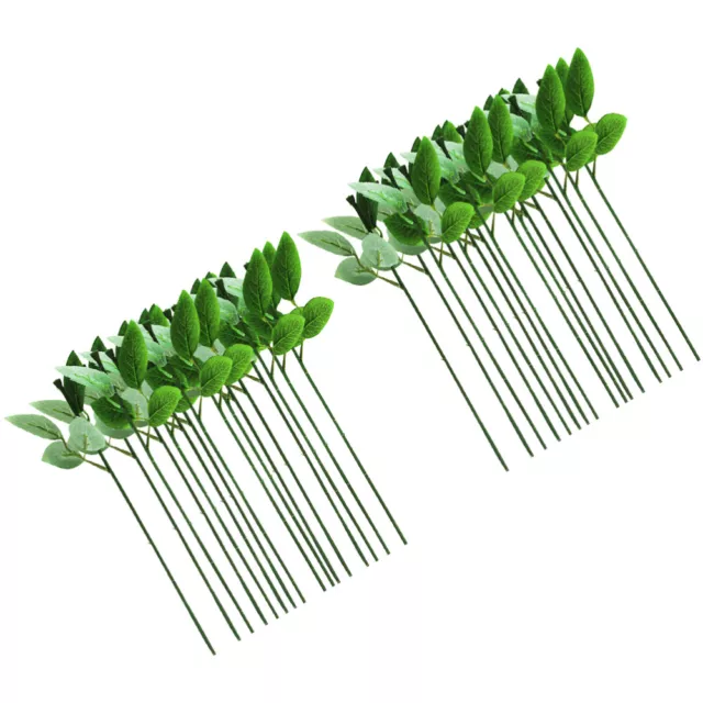 40 Pcs Artificial Greenery Fake Rose Flower Floral Stem Wire 2