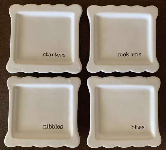 Set of 4 Mud Pie Circa Tidbit Appetizer Plates Super Cute!