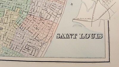 VERY NICE Antique Colored MAP/GRAY'S - SAINT LOUIS - The National Atlas 1893 2