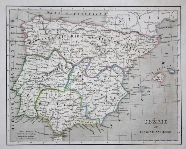 ca. 1830 Spanien Espana Spain Portugal Iberie Iberia map Karte engraving