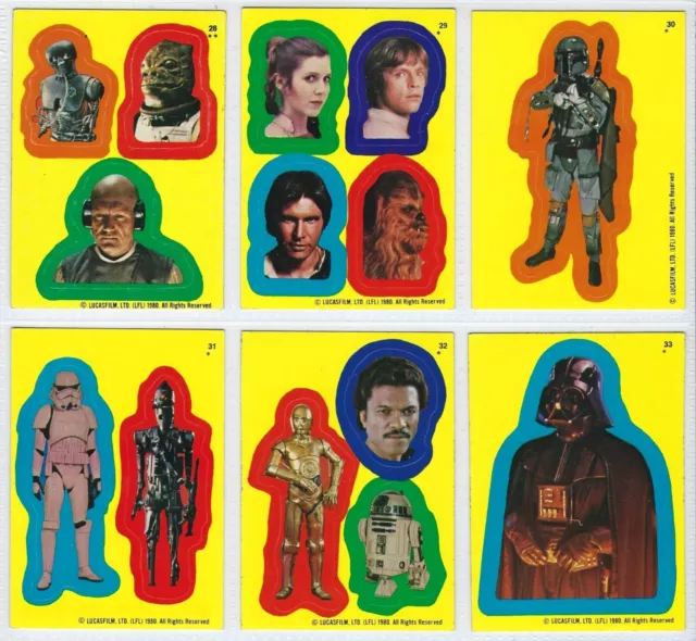 1980 Topps Star Wars Empire Strikes Back Series 1 Complete Stickers Set of 33
