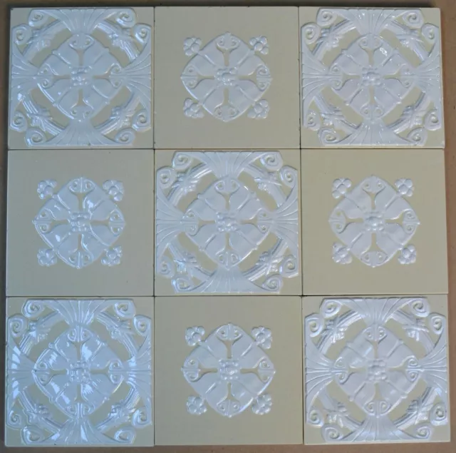 Germany - Villeroy & Boch - Antique Art Nouveau Majolica 9-Set Tile  C1900