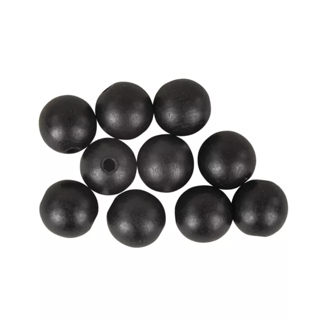 Boules bois percées FSC 100%,mat, ø 25mm, noir, 6 pces