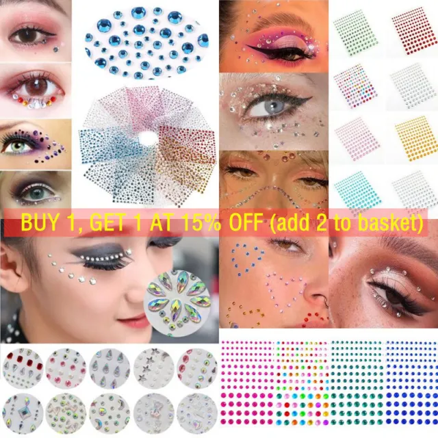 3D Rhinestones Eye Face Gems Stickers Festival Body Glitter Crystal Top Jewels
