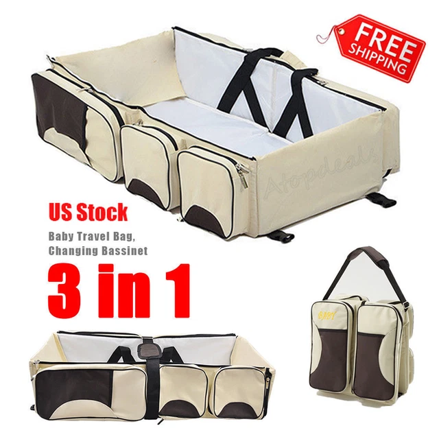 3 in1 Diaper Bag With Baby Bed Crib Foldable Mummy Stroller HandBag Travel Bag 2