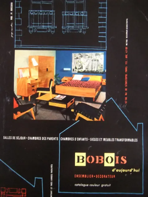 Publicité 1956 Bobois Ensemblier Decorateur Salle De Séjour Sièges - Advertising