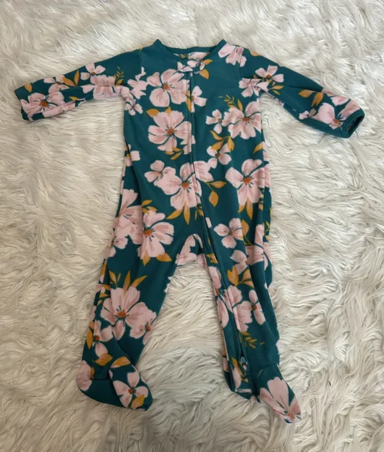 Carters Baby 9 Months Girl Floral One Piece Pj Double Zipper