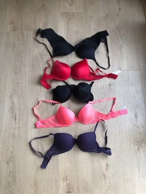 5X SECRET POSSESSIONS Primark black and red bras – size 32B – USED