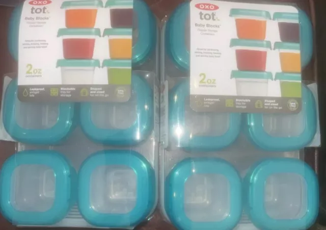 OXO TOT Silicone(2)6 Pack Baby Food Storage Blocks Teal Storage Containers 12