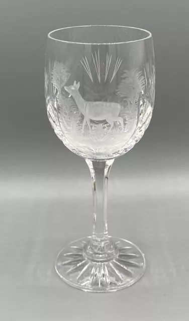 BOHEMIAN-STYLE  Etched Stag CLEAR WINE GLASS GOBLET