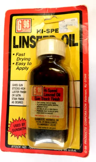 Vintage Botlle Of G96 Hi-Speed Linseed Oil Gun Stock Finish