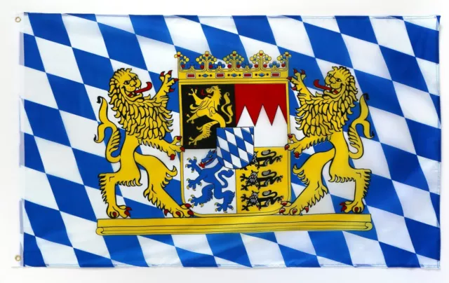 Bayern Flagge / Bavaria Flag / Bayern Fahne mit Ösen (90 x 150 cm)