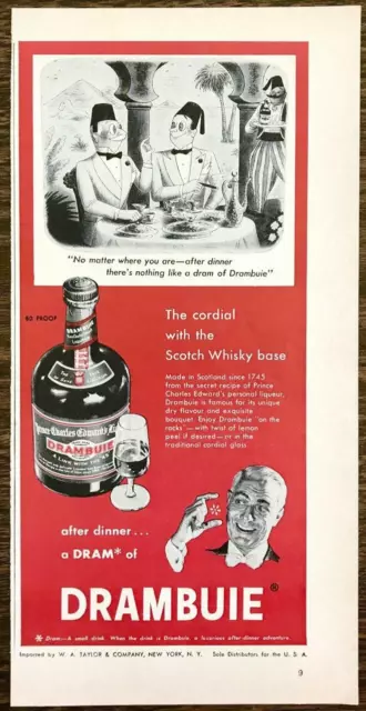 1955 Drambuie Liqueur PRINT AD Cordial w the Scotch Whisky Base Shriners Cartoon