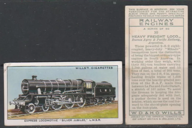 CIGARETTE CARDS Wills 1936 Railway Engines - complete set