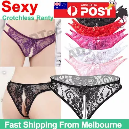 Sexy Lingerie Women's Crotchless Thongs Panties G String Underwear Women Lace AU