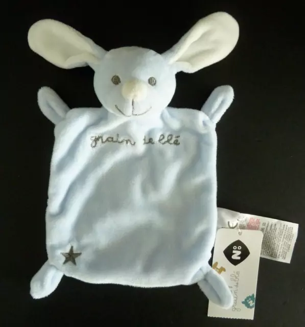 F5. Doudou Plat Grain De Ble Zanier Lapin Bleu Blanc Etoile - Neuf Etiquette