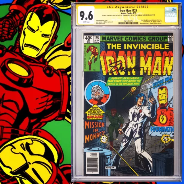 CGC SS 9.6 Iron Man #125 signed by Layton, Romita Jr. & Shooter Avengers WP 1979