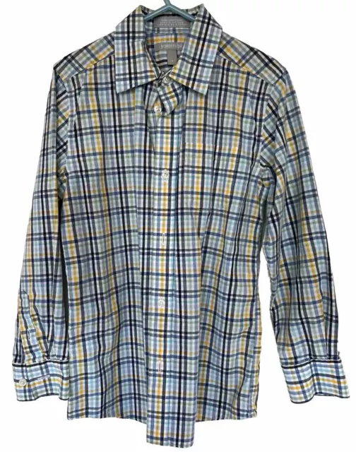 EUC Nordstrom Boys LS Plaid Button Up Cotton Collared Dress Shirt Top 7