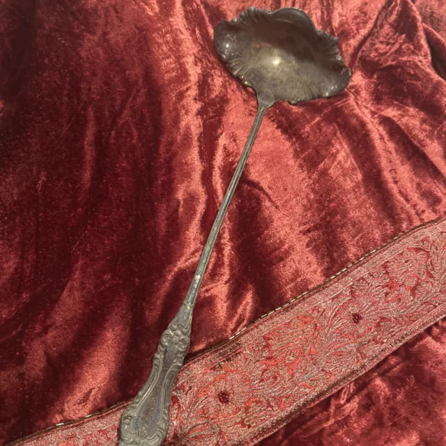 antique punch bowl Wm. Rogers Plate Silverplate Punch Ladle 15" pat. April 1899