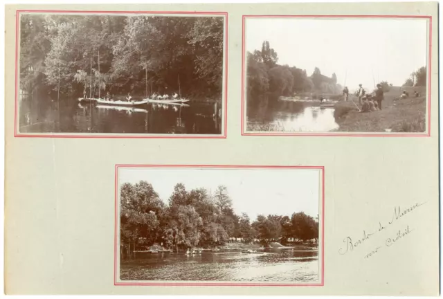 France, les bords de la Marne, vers Créteil  vintage silver printEnsemble de 3