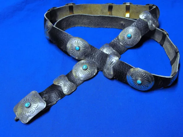 Southwestern Sterling Silver Turquoise Concho Belt Jimmy Herald Navajo JH 122g Southwestern Sterling Silver Turquoise Concho Belt Jimmy Herald Navajo JH 122g