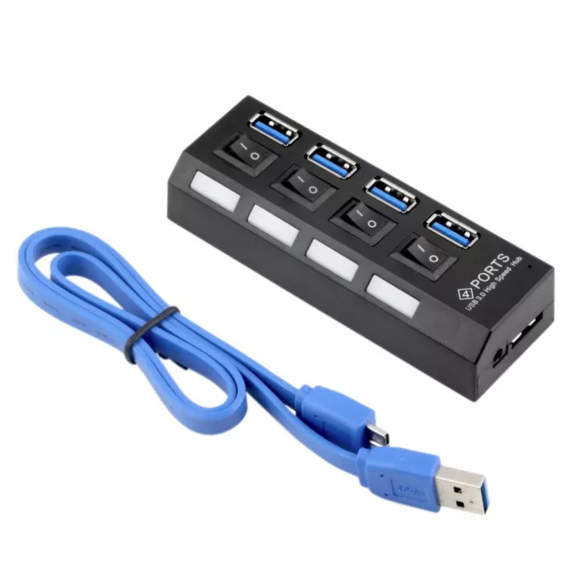 High Speed ​​4 Ports 3.0 USB-Hub Multi-Ladeadapter mit Ein / Aus-Taste + LED