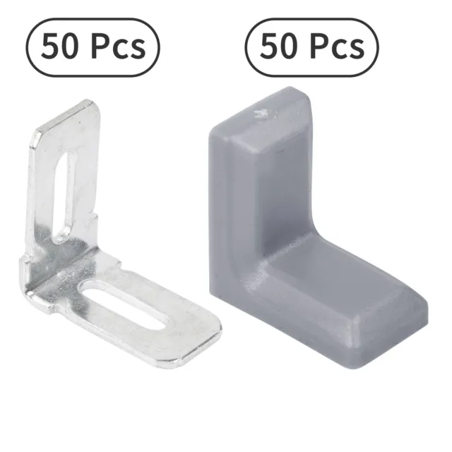 50Pcs Metal Plastic L-Shaped Angle Bracket Right Angle Corner Brace for Cabinet