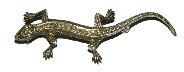 Broche Vintage Lézard En Argent Des Années 50 - Occasion - Bijou Rétro