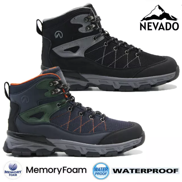 Mens Walking Hiking Memory Foam Casual Waterproof Winter Ankle Boots Trainers