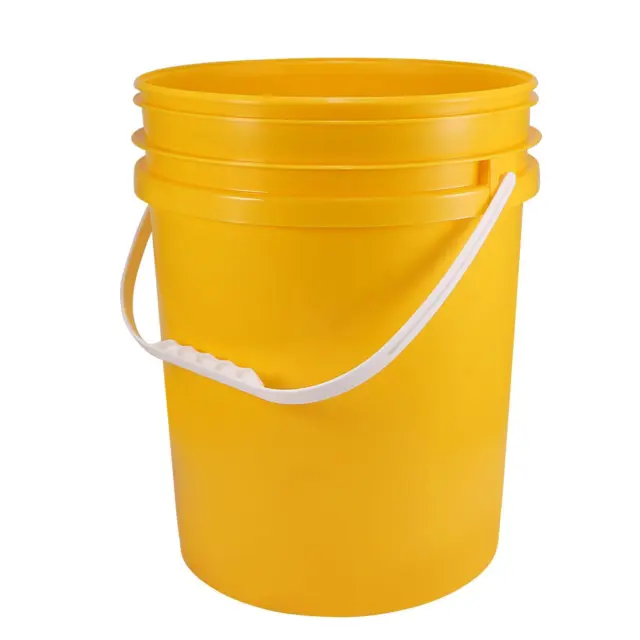 Cubo de pintura de plástico recipiente multiusos 5,28 galones/20 L caja de color amarillo