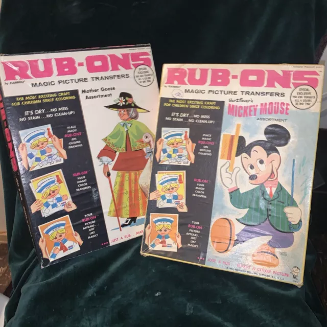 Vintage 1964 Mickey Mouse Disney Rub-Ons Magic  Toy Hasbro USED + Mother Goose