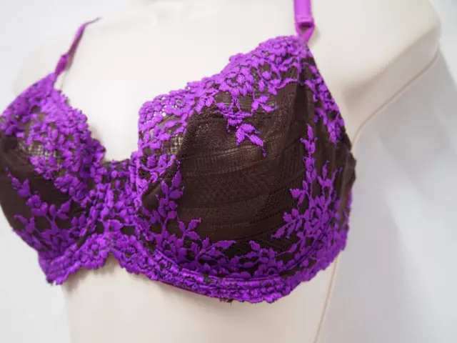 Wacoal Womens Embrace Lace Classic Underwire Bra 34D Brown Purple Unlined Floral